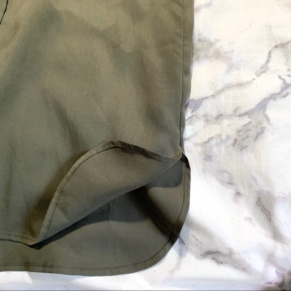 Theory Button Up Military Green 8 Shirt Dress - Picture 2 of 5